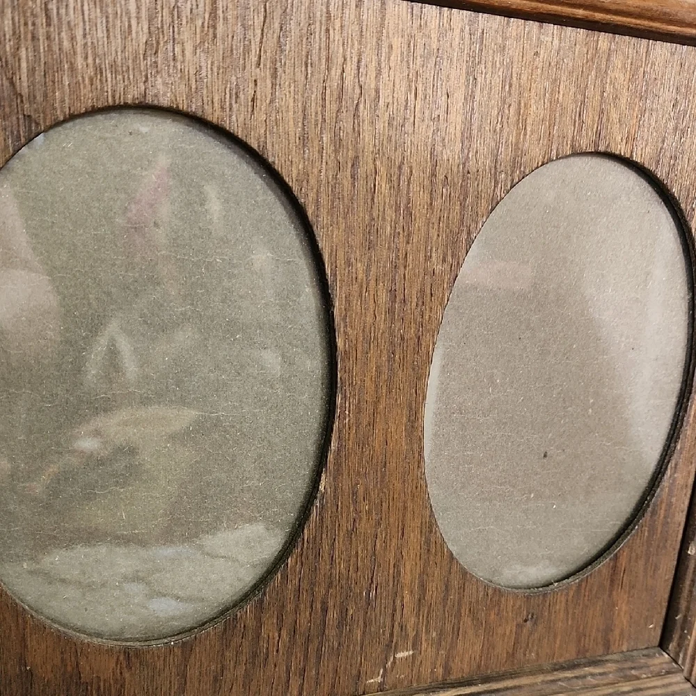 Vintage Wooden Double Oval Picture Frame